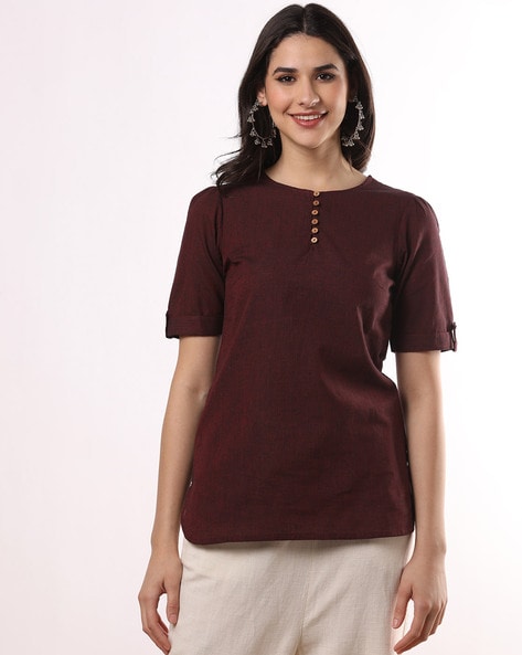 Buy Maroon Shirts, Tops & Tunic for Women by Svrnaa Online