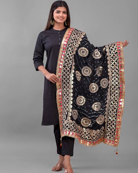 Embellished Dupatta with Contrast Border Price in India