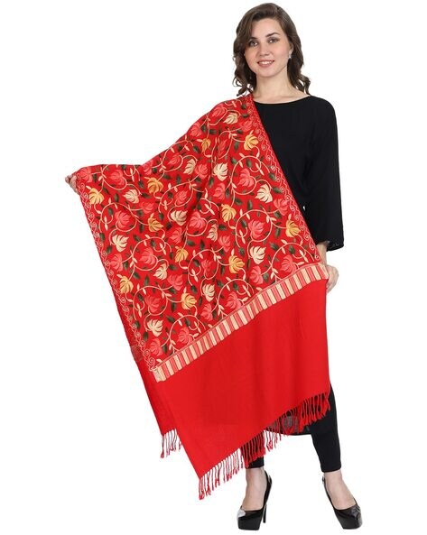 Embroidered Kashmiri Wool Stole Price in India