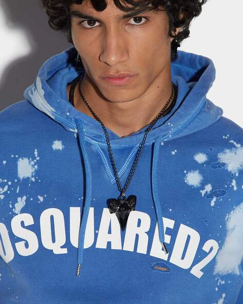 【DSQUARED2】ダメージ パーカー D2 GOTH FOAM HOODIE Dsquared2 GOTH FOAM Hoodie Sweatshirt with Distressed Effect