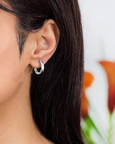 Sterling Silver Hoop Earrings - Temu