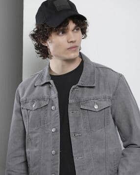 the indian garage co Heavily Washed Denim Jacket with Flap Pockets-picture-34