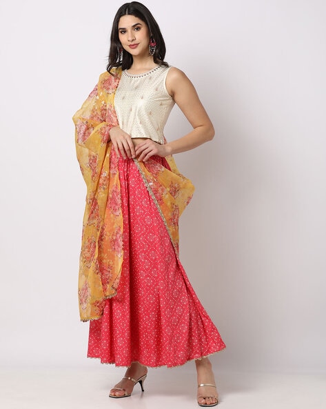 Georgette Indo Western Lancha Dress