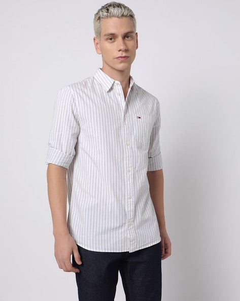 Tommy Hilfiger Th Flex Classic Fit Spread Collar Stripe Dress Shirt, Men's  Shirts
