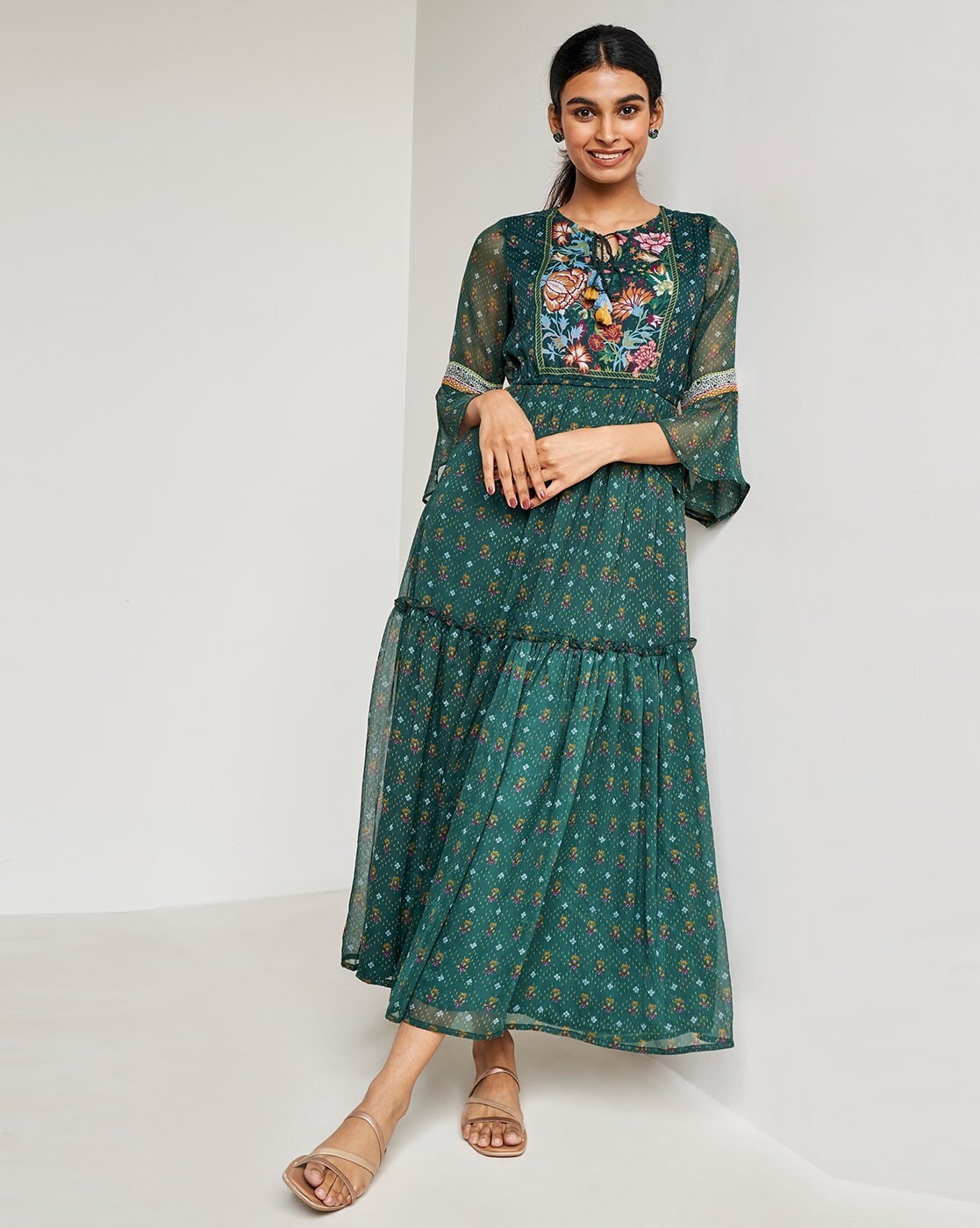 Global desi green maxi hot sale dress