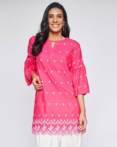 Global Desi Embroidered Round-Neck Tunic