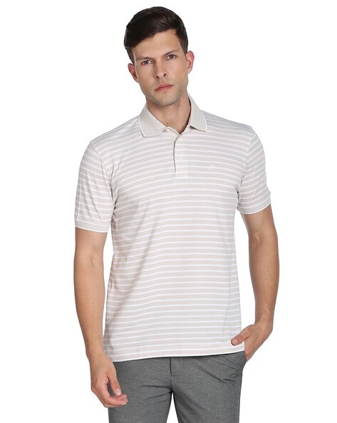 Striped Polo T-Shirt with Embroidered Logo