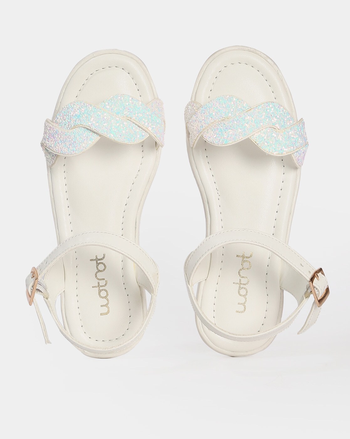 White Flower Leather Sandals for Toddler Girls - Mardi Gras