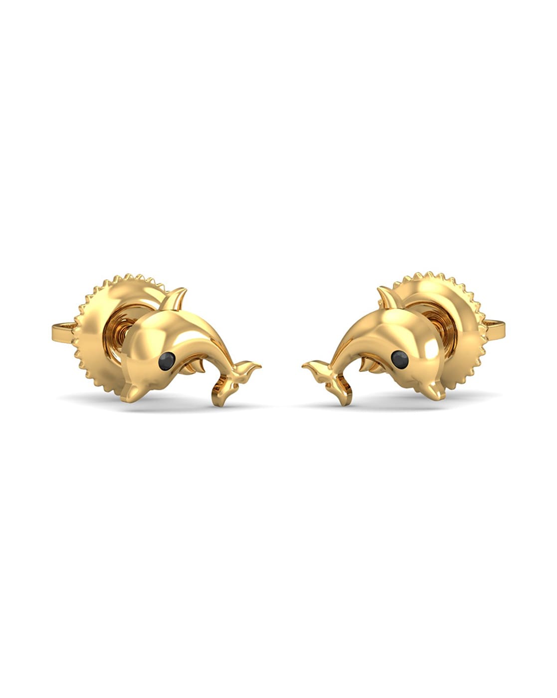 14K yellow and white gold dolphin earrings
