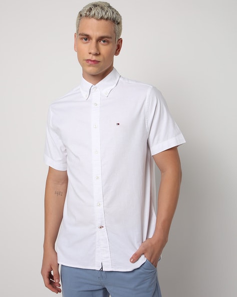 Tommy hilfiger white button deals down shirt