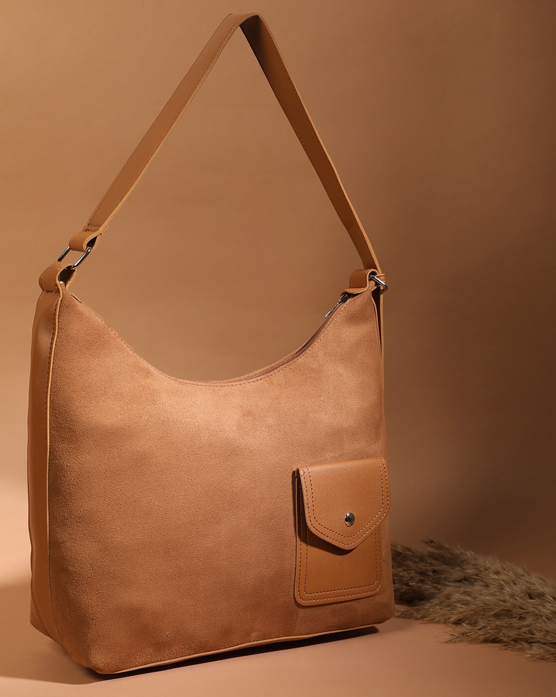 Buy PU LEATHER SINGLE HANDLE BROWN HOBO BAG for Women Online in India