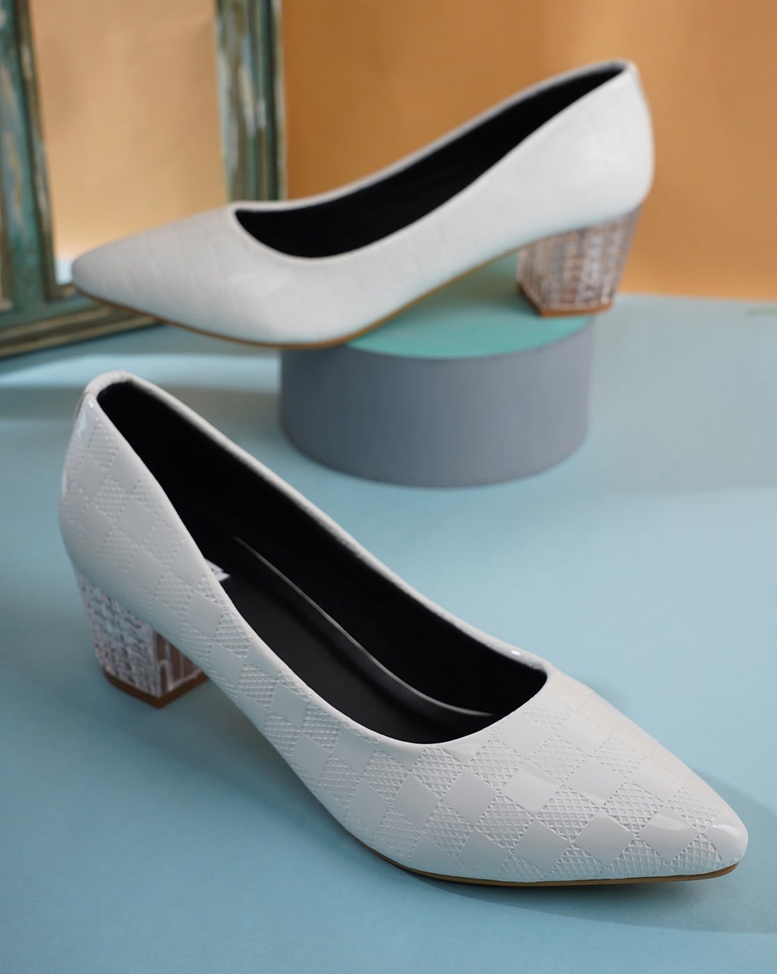 Buy Girls Fashion Casual Block Heel Office Wear Bellies for Women White  (Numeric_6) at Amazon.in