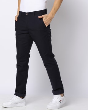 Tapered fit cotton blend chino trousers  Massimo Dutti