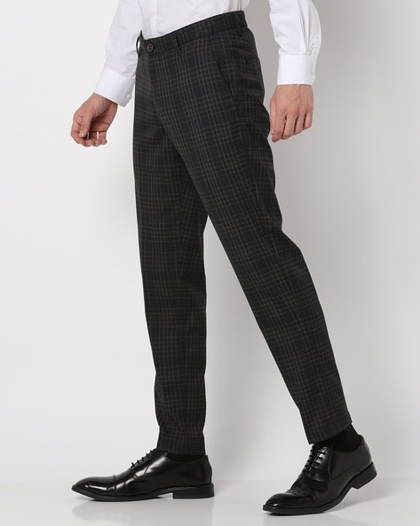 Men's trousers, chequered pattern, cargo work trousers, hiking trousers, men's  trousers, casual trousers, business checked trousers, men's checked fabric  trousers, long cargo trousers, regular fit, stretch trousers, work trousers  for men, red,