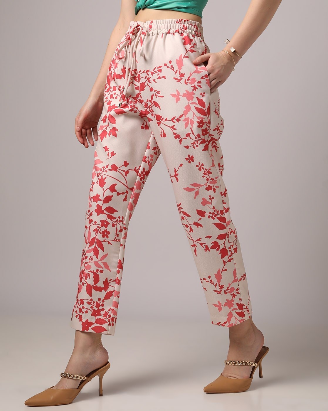 Flared Pants - Pink/floral - Ladies | H&M US
