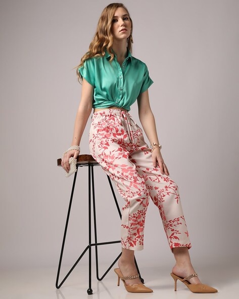 Buy Women Turquoise Floral Ankle Palazzo Pants Online at Sassafras