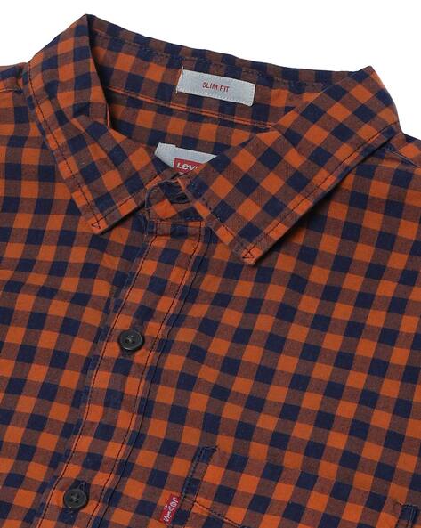 DIESEL Check Button-Up Shirt - Orange