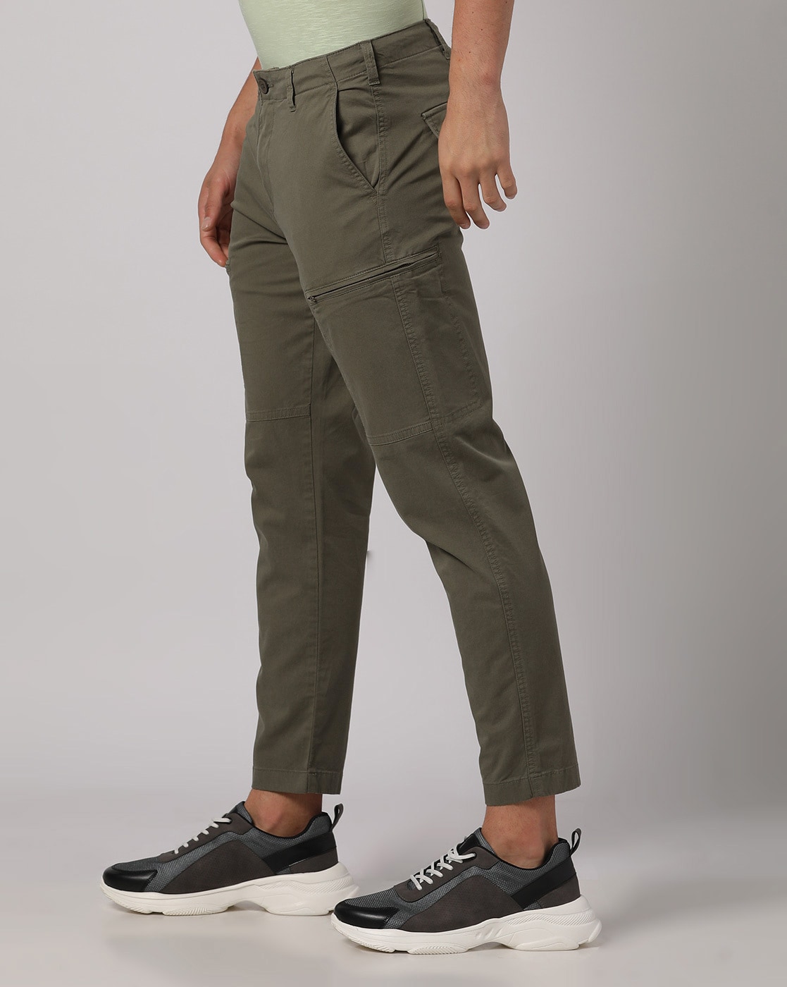 Men's Lycra Cargo Pant with Double Pocket in Black