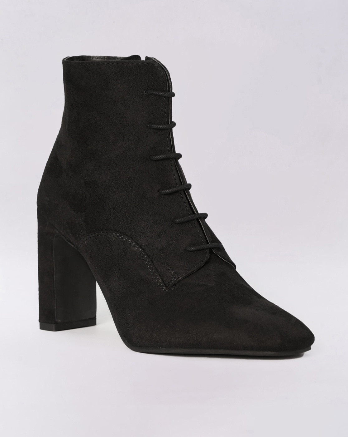 Linzi Mila Black Ruched Square Toe Ankle Boot | SilkFred US