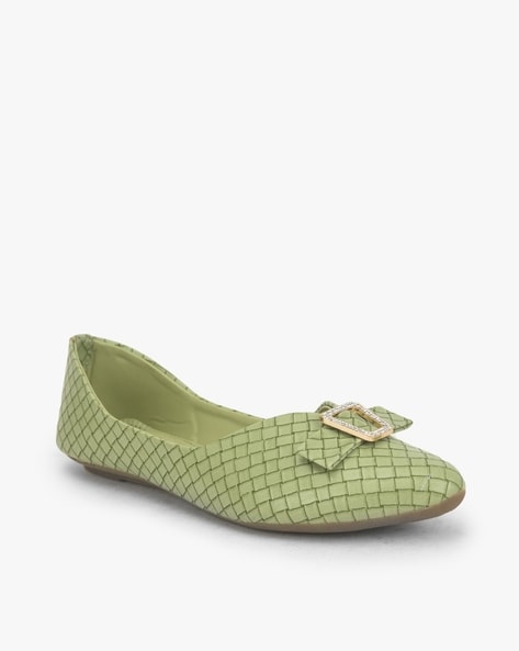 Olive green store flat shoes