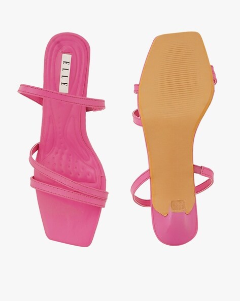 Pink sandals low heel hot sale