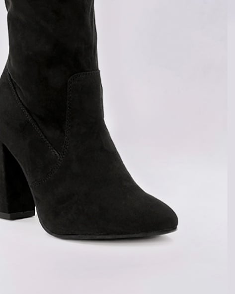 Buy online Black Ankle-length Heeled Boots With Fur Detailing from footwear  for Women by Kiss Kriss for ₹4999 at 0% off | 2024 Limeroad.com