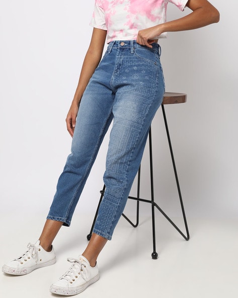 Buy Flying Machine Women High Rise Skinny Mom Fit Cropped Jeans - NNNOW.com-calidas.vn