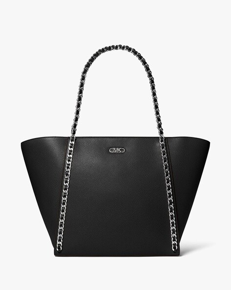 Buy Michael Kors Westley Large Pebbled Leather Chain-Link Tote Bag | Black  Color Women | AJIO LUXE