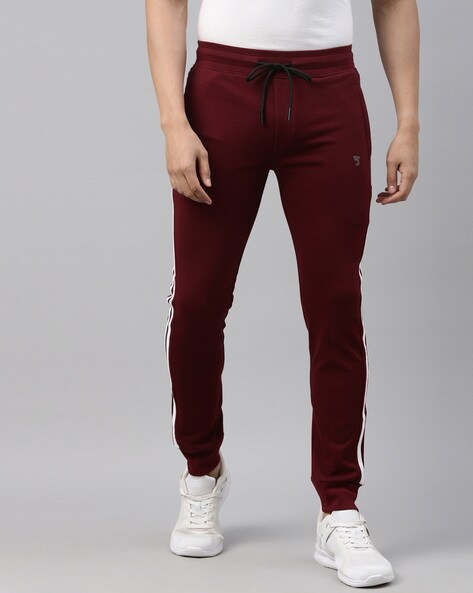 Buy Burgundy Track Pants for Men by JOVEN Online Ajio