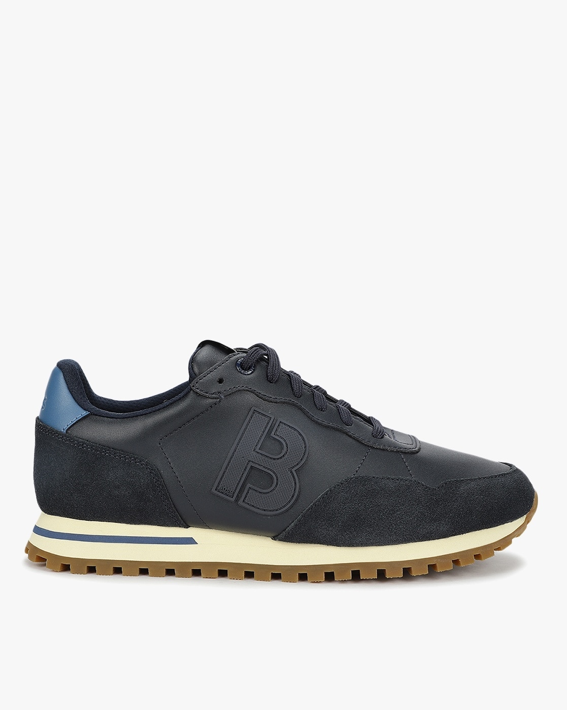 BOSS - Cupsole trainers with laces and branded leather uppers