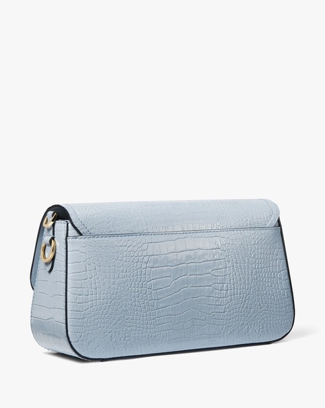 Small Crocodile Embossed Crossbody Bag by Michael Kors, Pale Blue