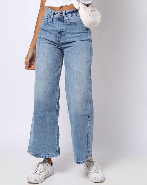Pepe Jeans Women Mid-Wash Wide-Leg High-Rise Clean Jeans