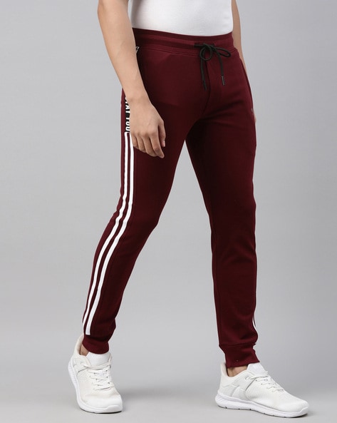 Buy Mens Maroon Slim Fit Pocket Detail Track Pants Online at Sassafras