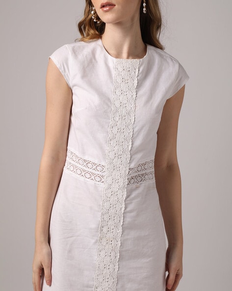 Shift Dress with Lace Accent