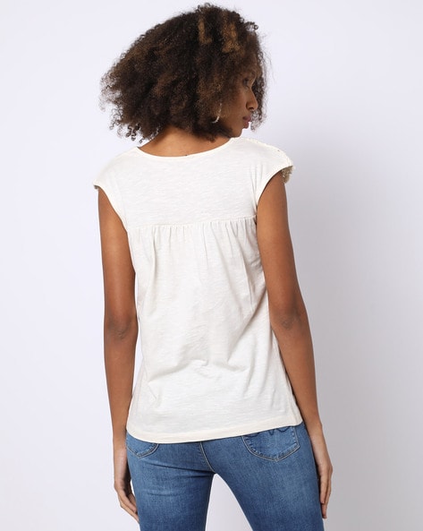 Buy Off White Tops for Women by DNMX Online