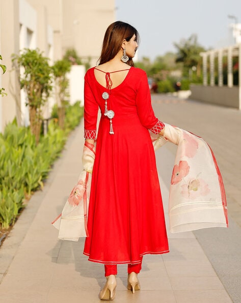 Red Georgette Anarkali Suit With Gota Patti – Lady Selection Inc