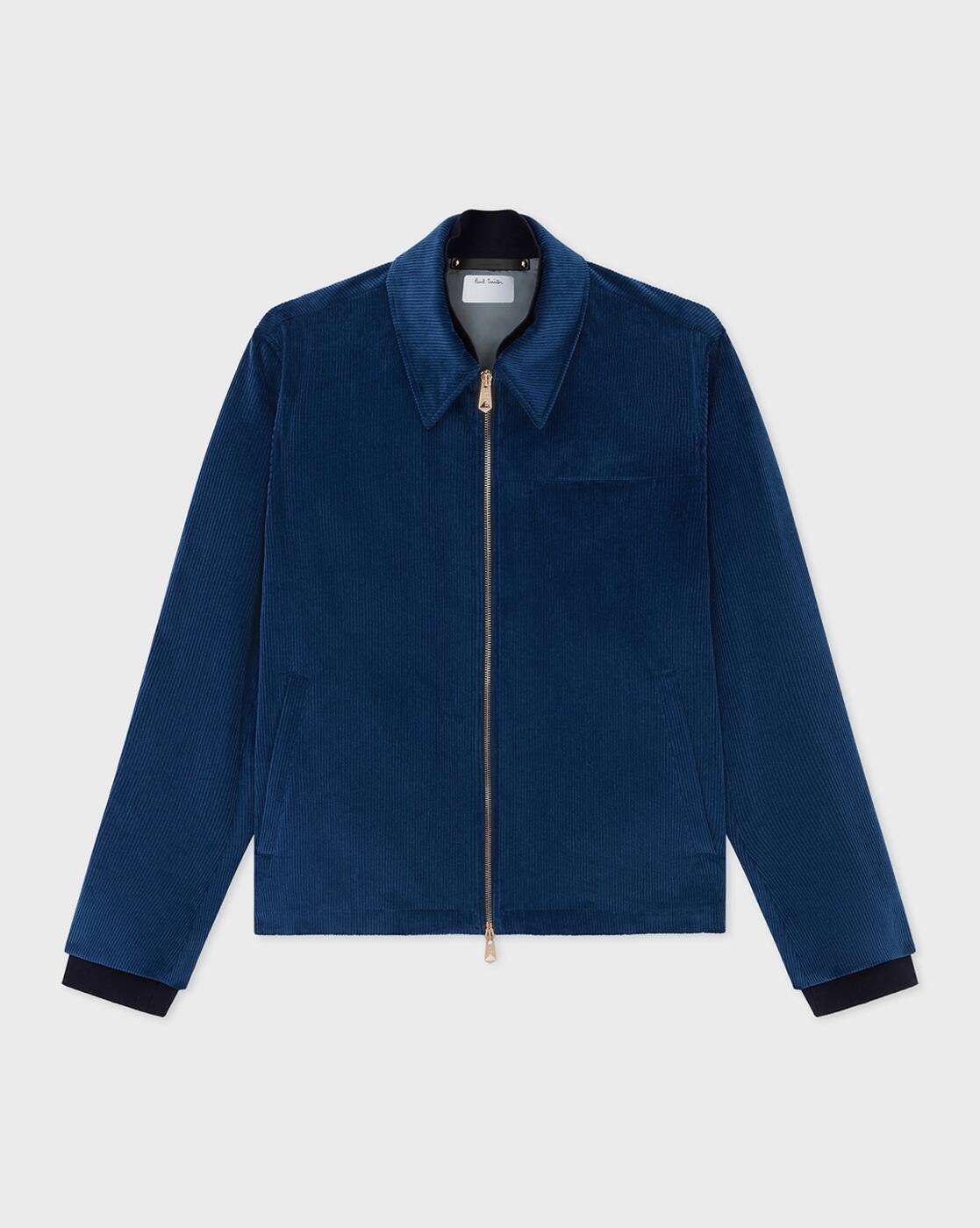 Buy PAUL SMITH Zip-Front Corduroy Jacket | Blue Color Men | AJIO LUXE
