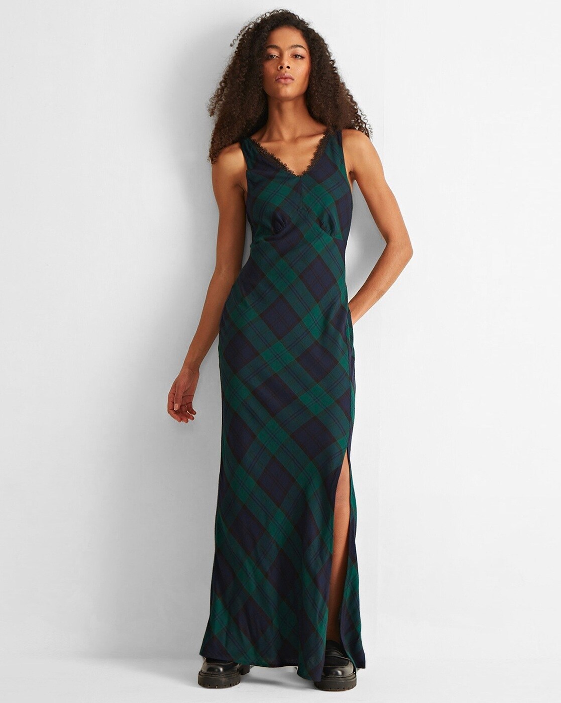 Plaid maxi skirt outlet evening gown