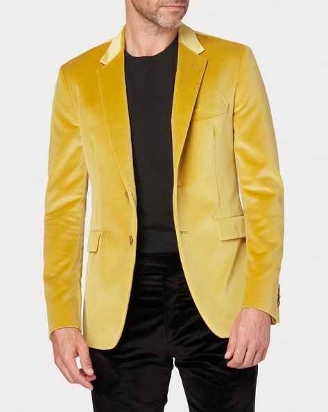 Mens yellow velvet on sale blazer