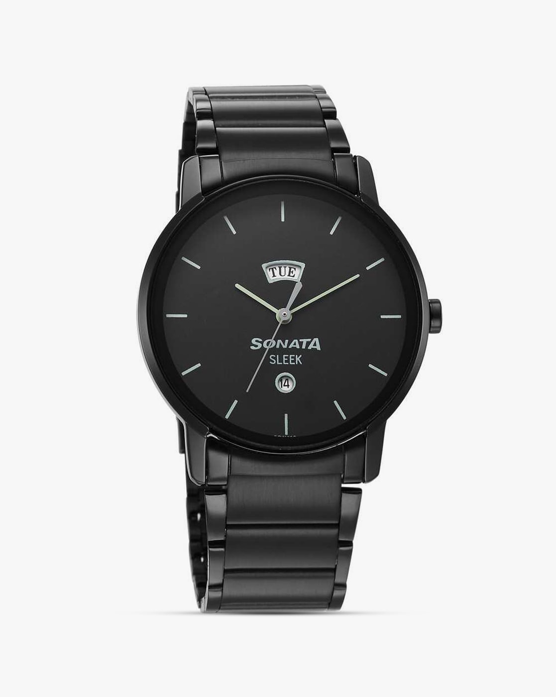 Black metal discount watches in sonata