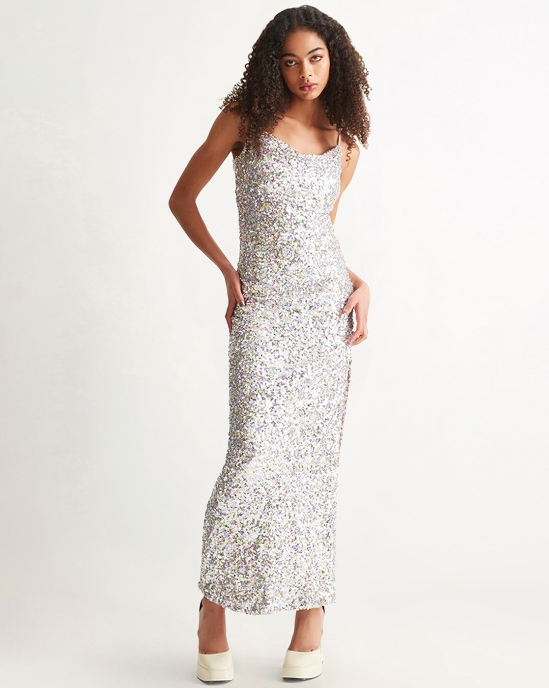 Isolina Rosegold Sparkly Sequin Maxi Dress | Boutique 1861