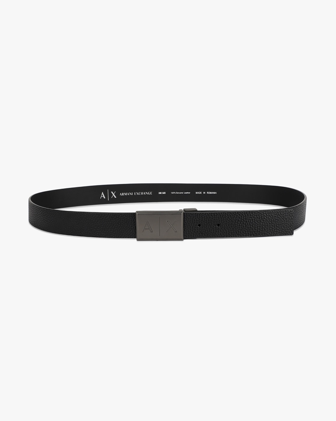 EA7 Emporio Armani EA7 | Emporio Armani 8A693 Train Core Leather Metal  Plate Clasp Buckle Belt - Black