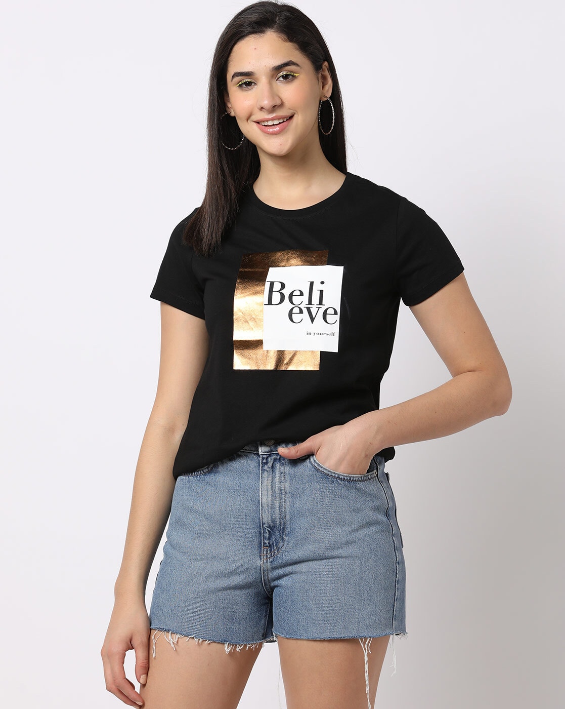 Buy Black Tshirts for Women by DNMX Online