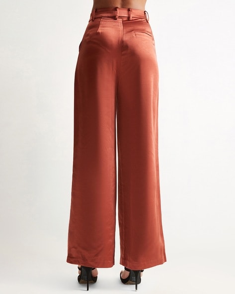 New Look tie waist tapered trouser in rust | ASOS