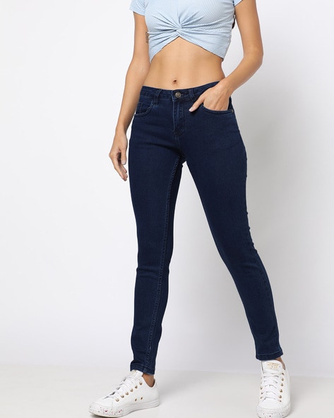 Slim Fit Girls Jeans in Navy Blue Color