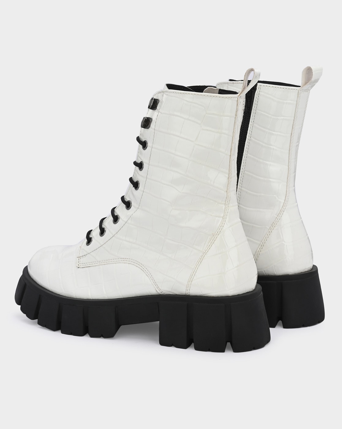 Pu CR Block Heel Lace Up Boot | Sepatu wanita, Sepatu perempuan, Model  sepatu