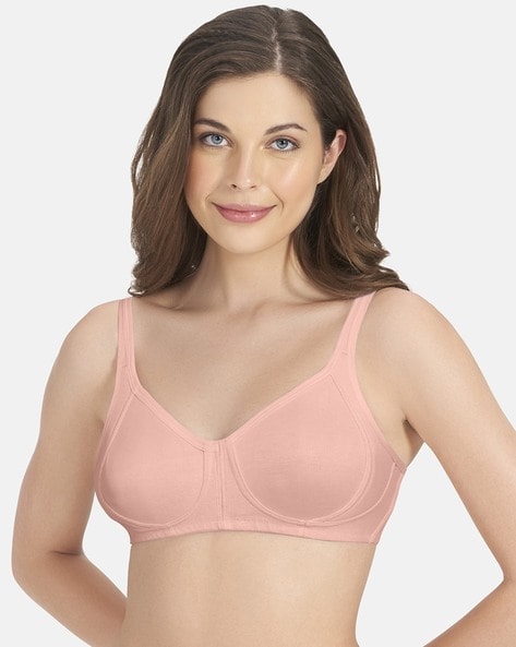Buy Amante Non Wired Lace Minimiser Bra - Pink online