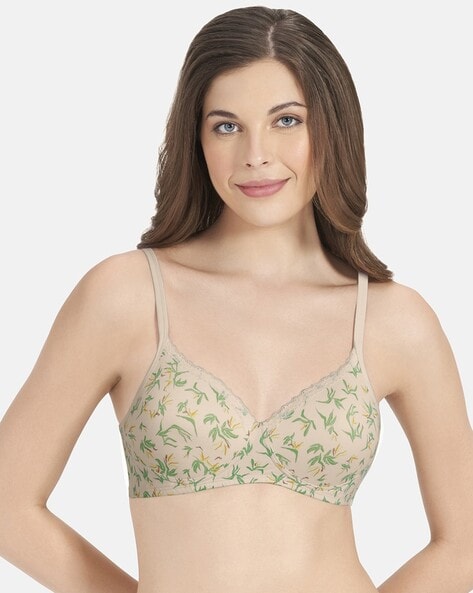 Buy Non-Padded Non-Wired Printed Full Figure Bra in Beige- 100