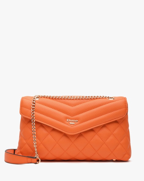 Buy QUILTED CHAIN-STRAP ORANGE PURSE for Women Online in India