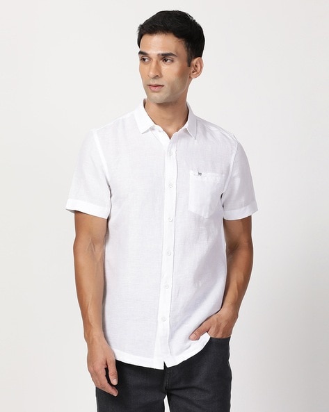 Mens fitted white cheap short sleeve dress shirts